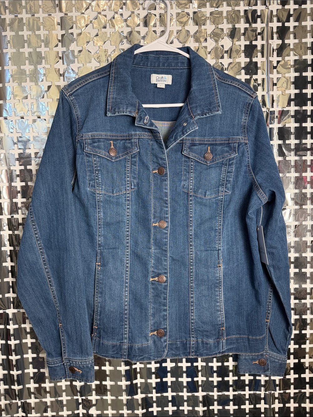 croft & barrow Dark Blue Denim Jacket with Button Front